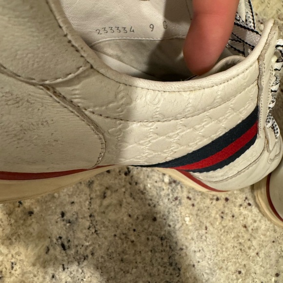Gucci White Guccissima Leather Web Detail Low Top Sneakers Size 9G - Picture 7 of 9